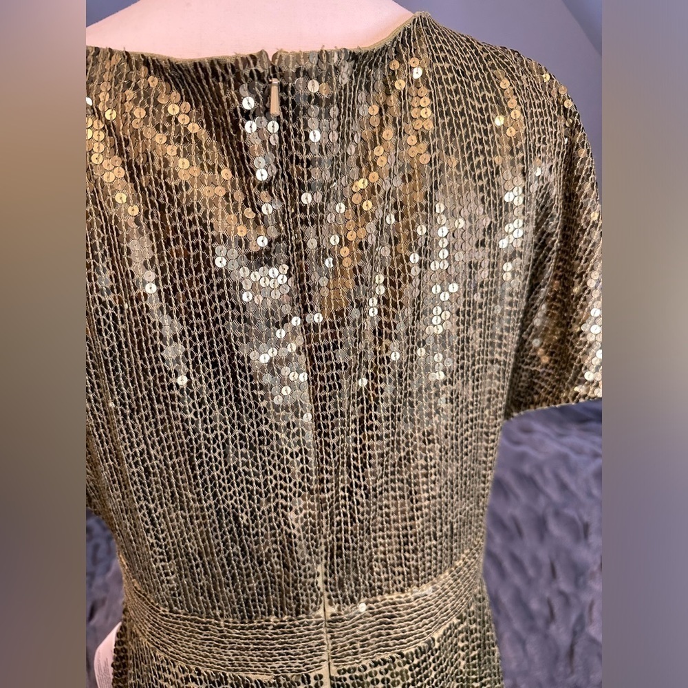 SEQUINED BUTTERFLY SLEEVE WRAP OVER A‎ LINE GOWN - Picture 5 of 17